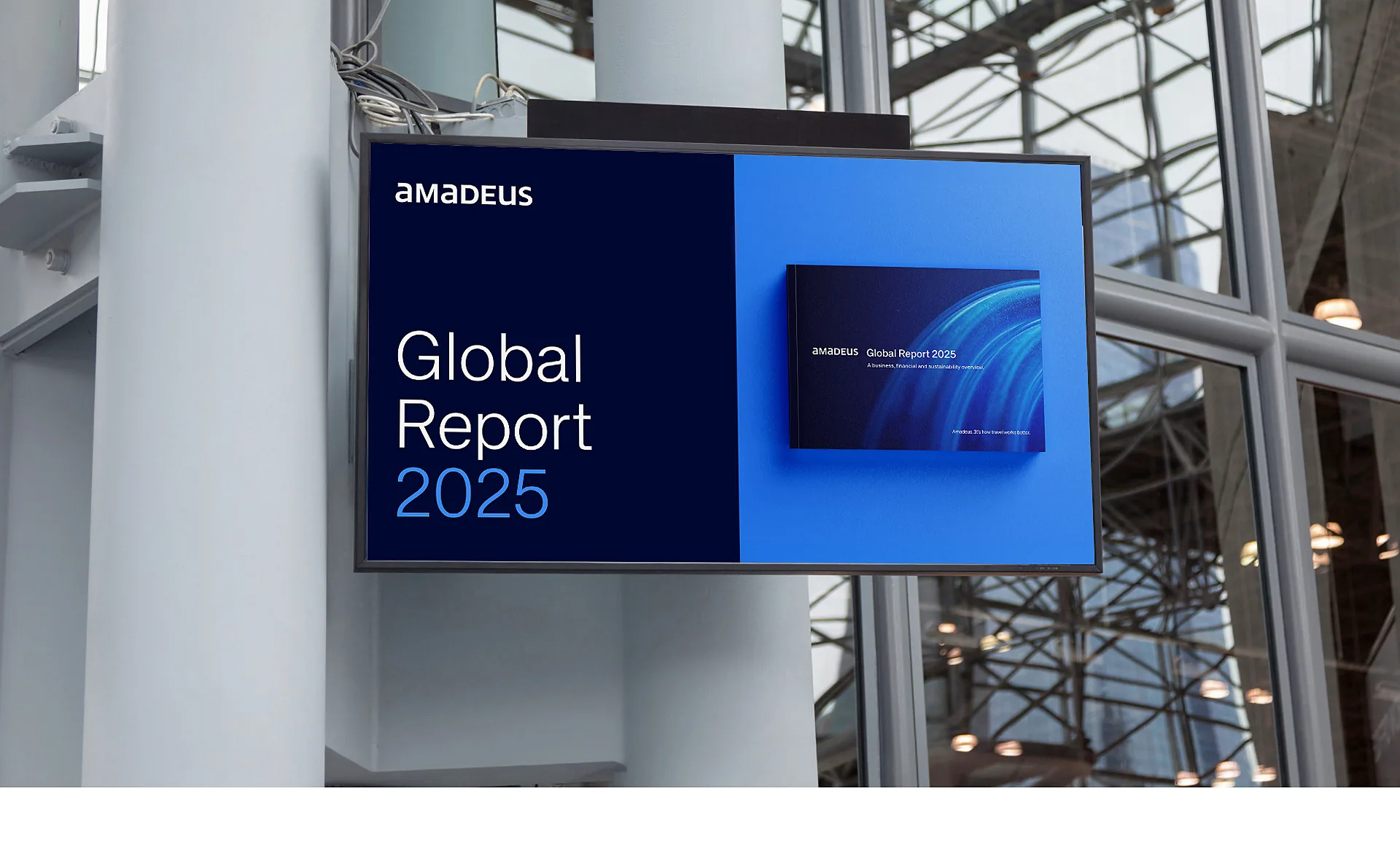 Global Report artwork on office digital signage