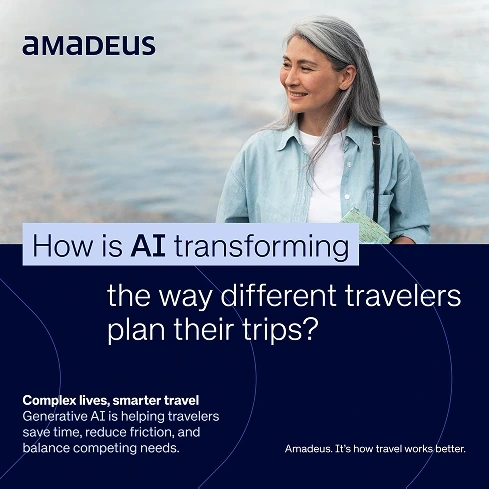 Amadeus AI Instagram carousel cover - how is AI transforming the way different travelers plan their trips