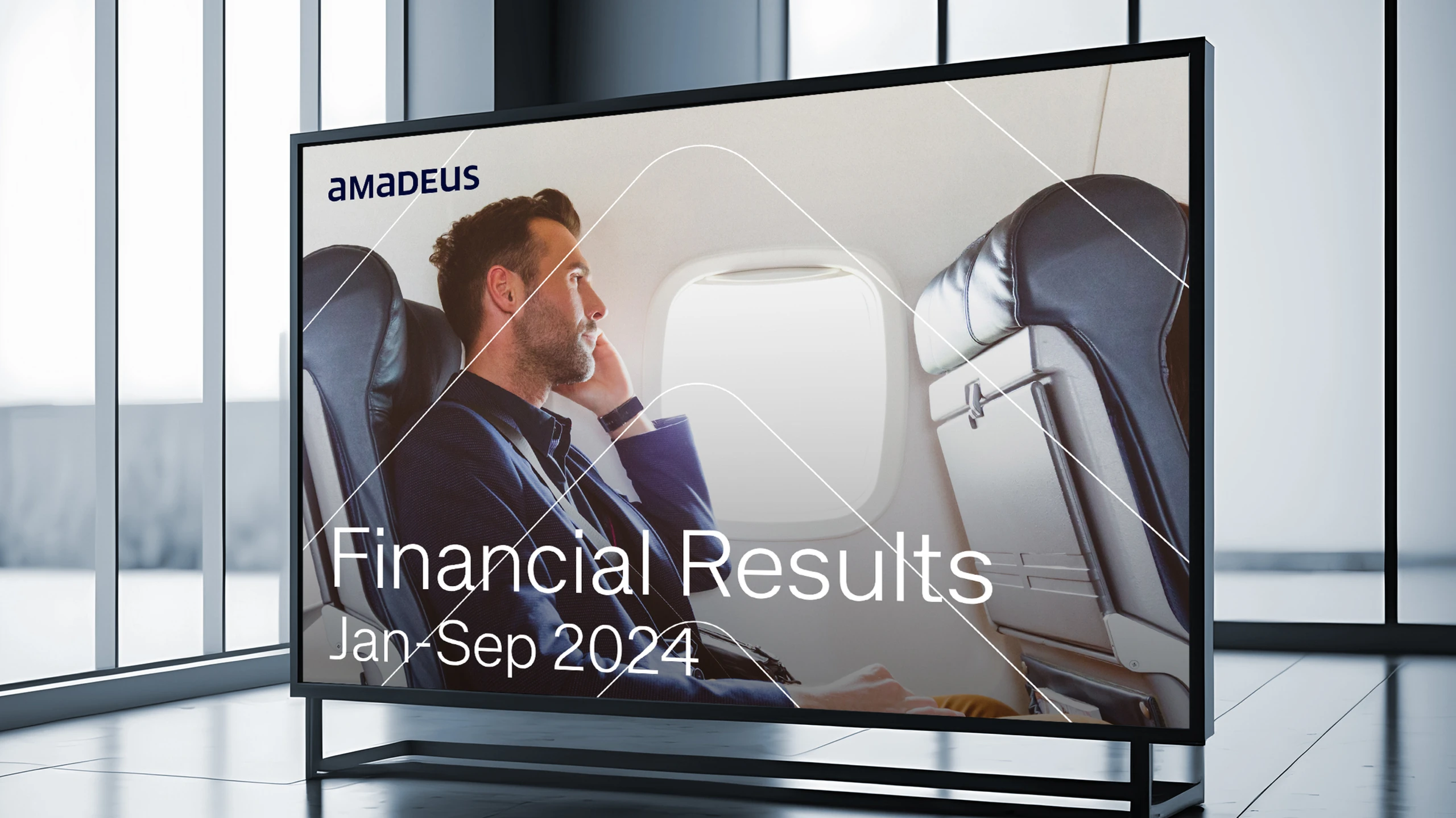 Financial results on an office digital signage screen