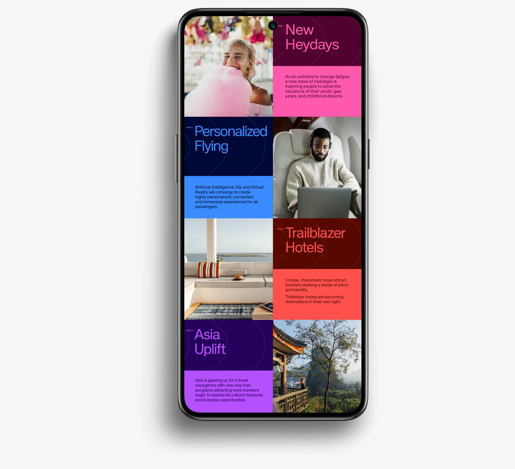 Travel Trends infographic on a phone