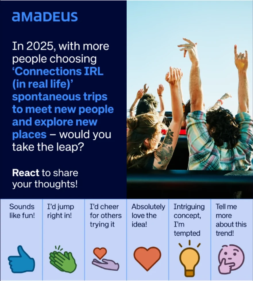 Reaction poll asking whether readers would take a spontaneous trip to meet new people