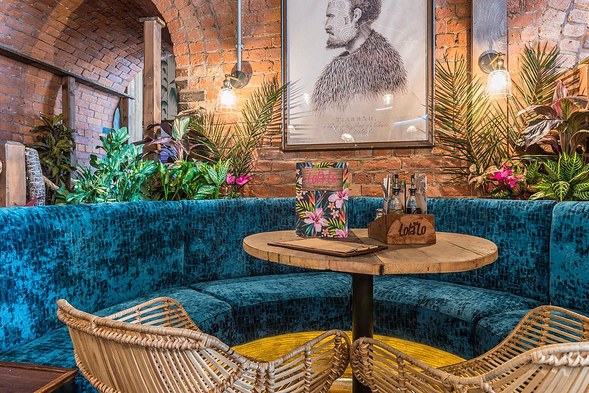 A velvet booth in a Lola Lo bar