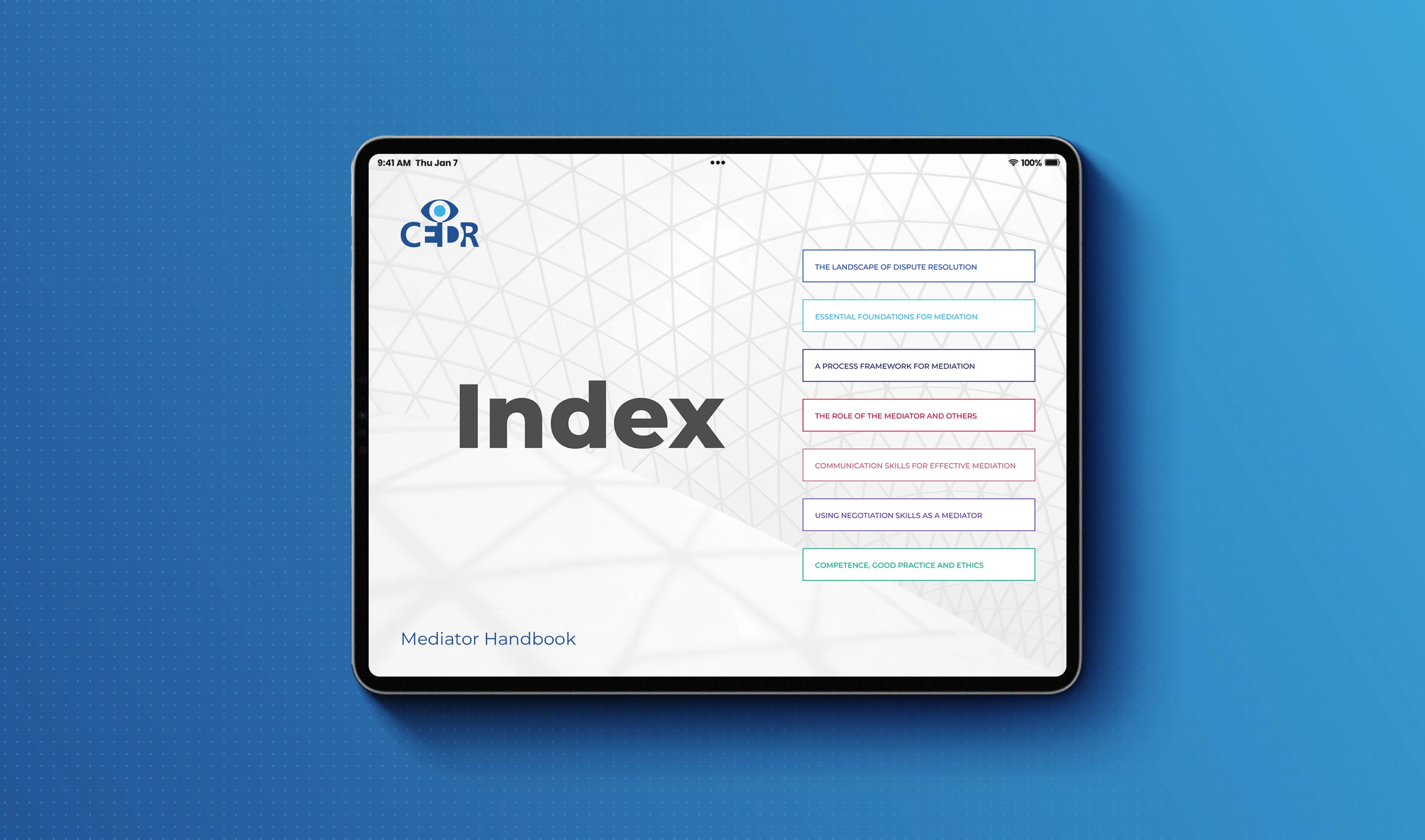 CEDR handbook index spread