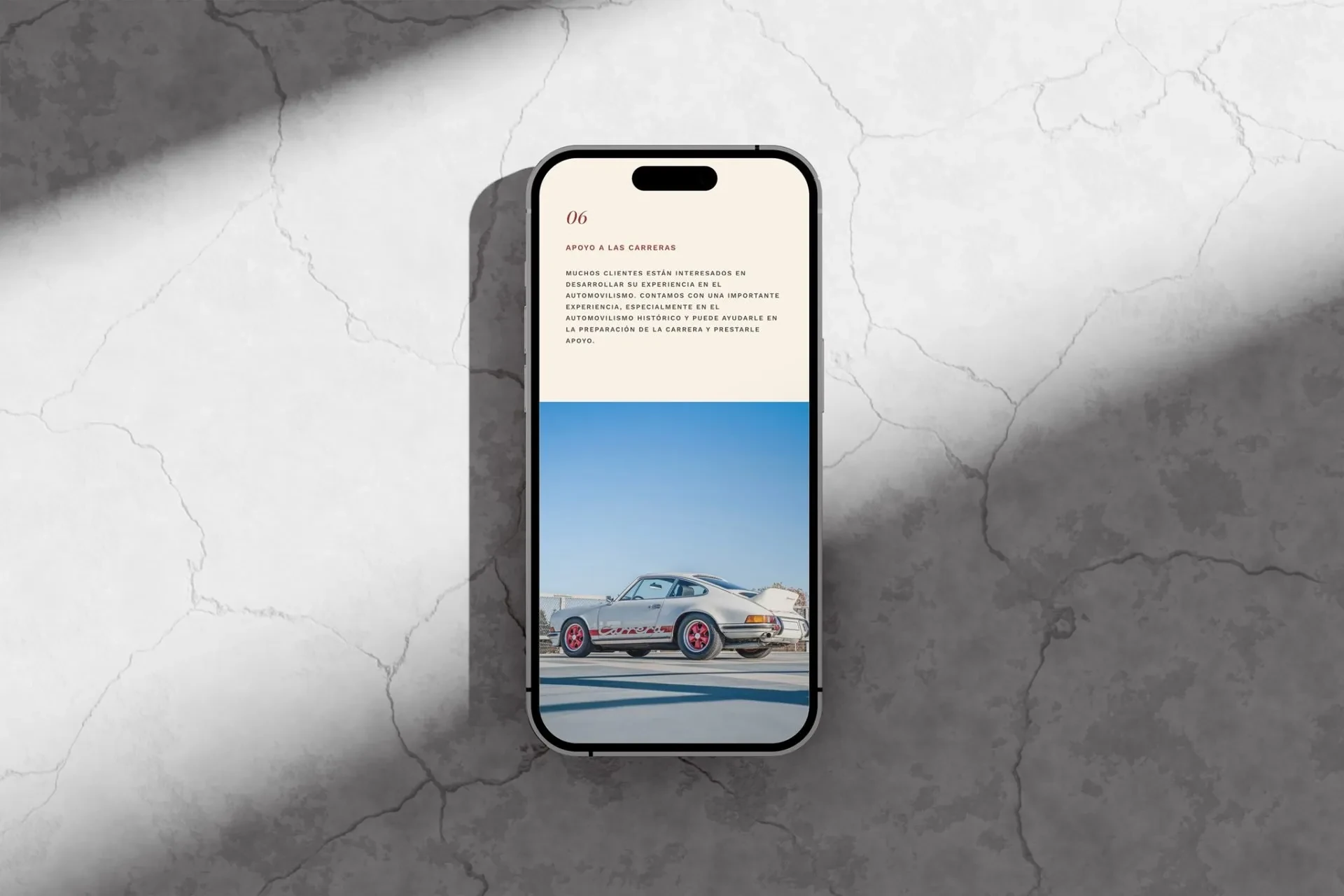 Clásicos Iberia website on phones, over marble