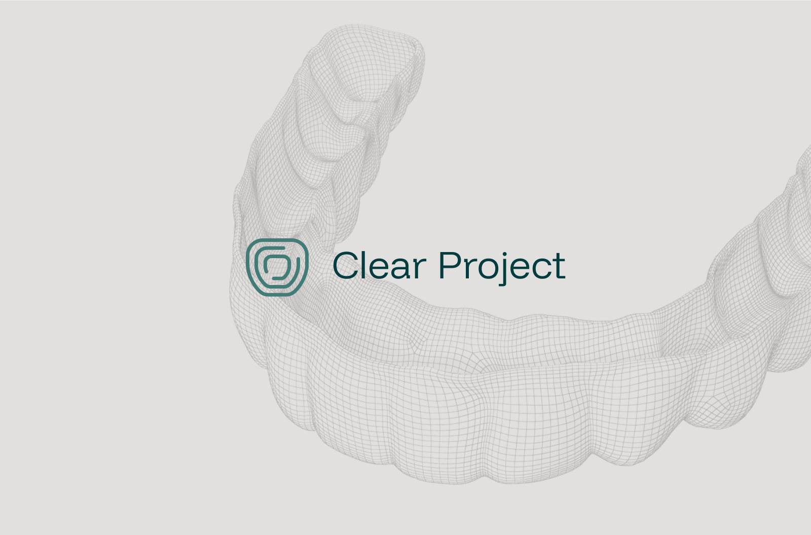 Clear Project logo over a wireframe dental aligner