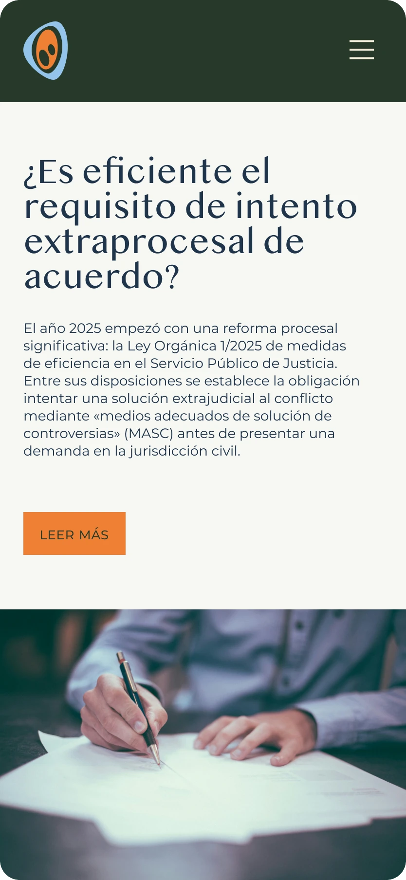 Article on the mobile site: ¿Es eficiente el requisito de intento extraprocesal de acuerdo?