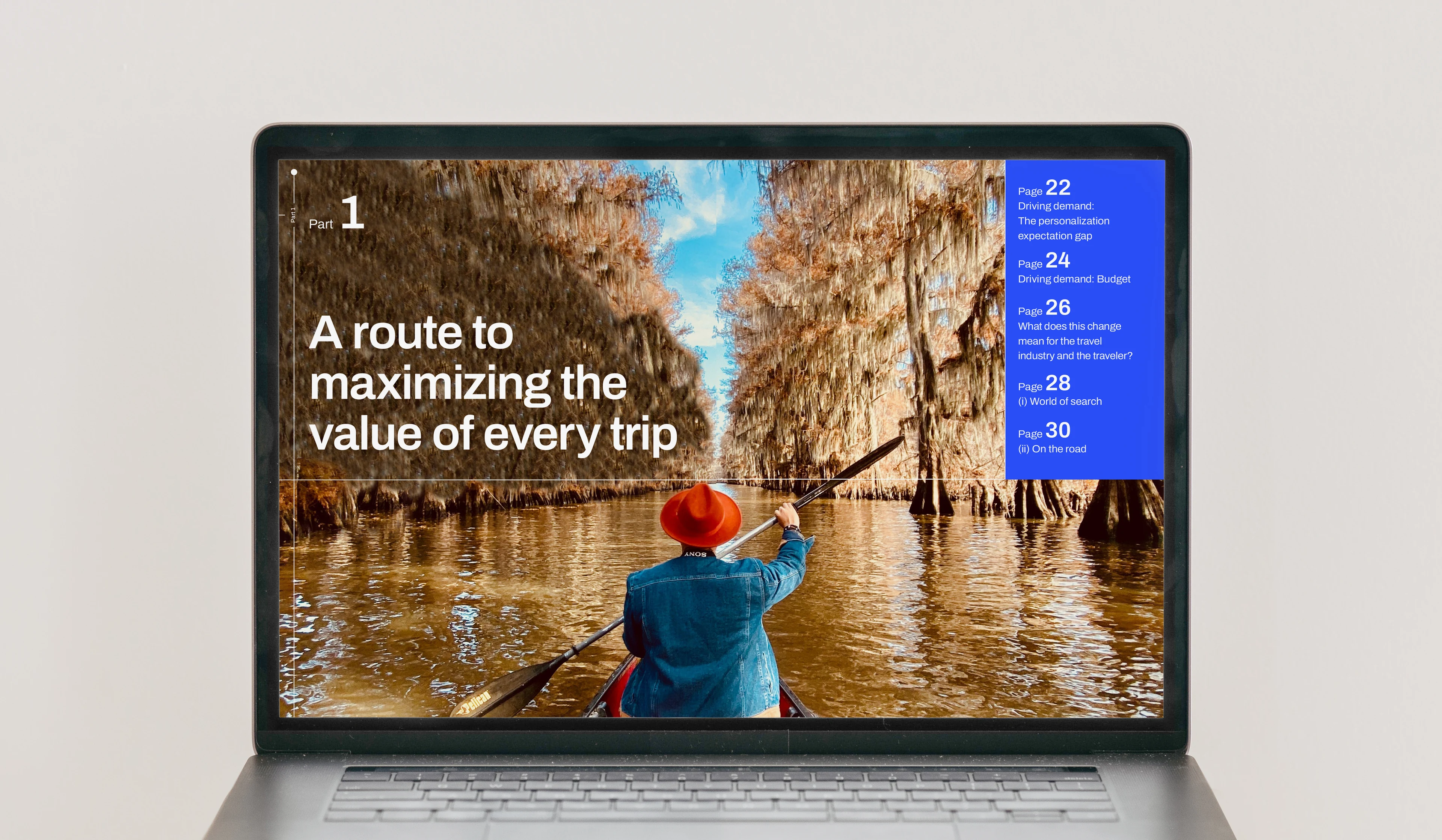Delivering Traveler Value report spread on a laptop