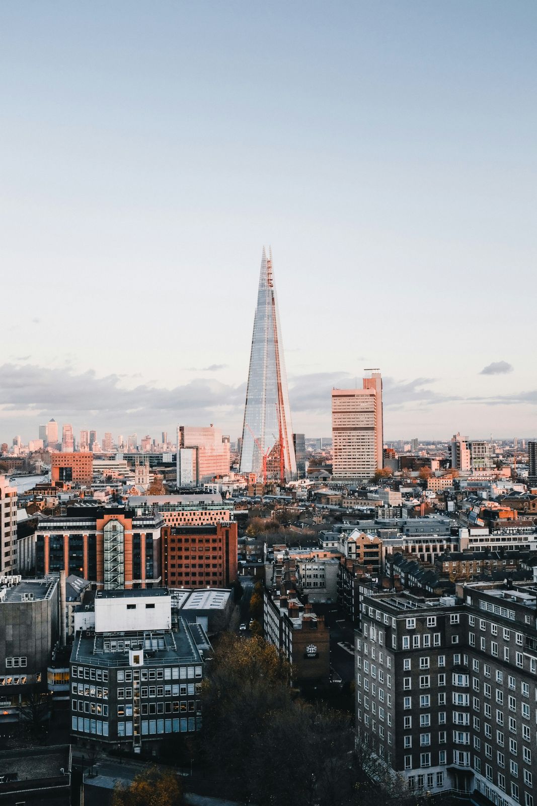 The London skyline with The Shard at dusk