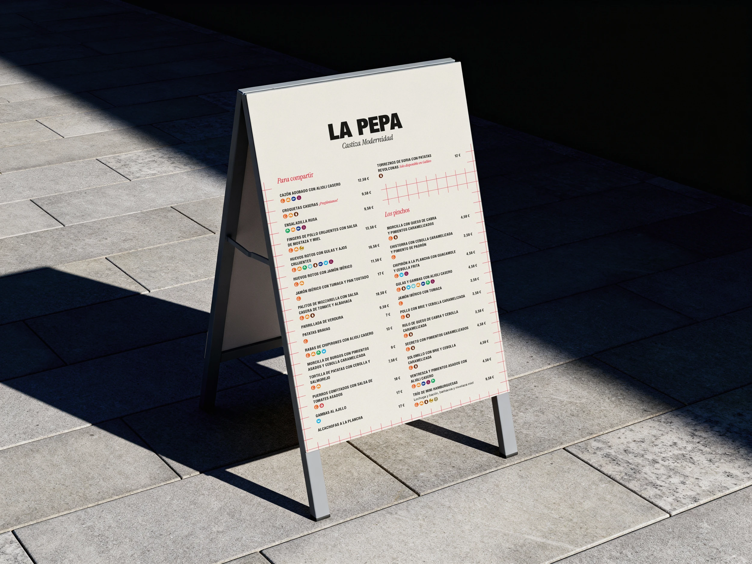 La Pepa A-frame menu board on the street