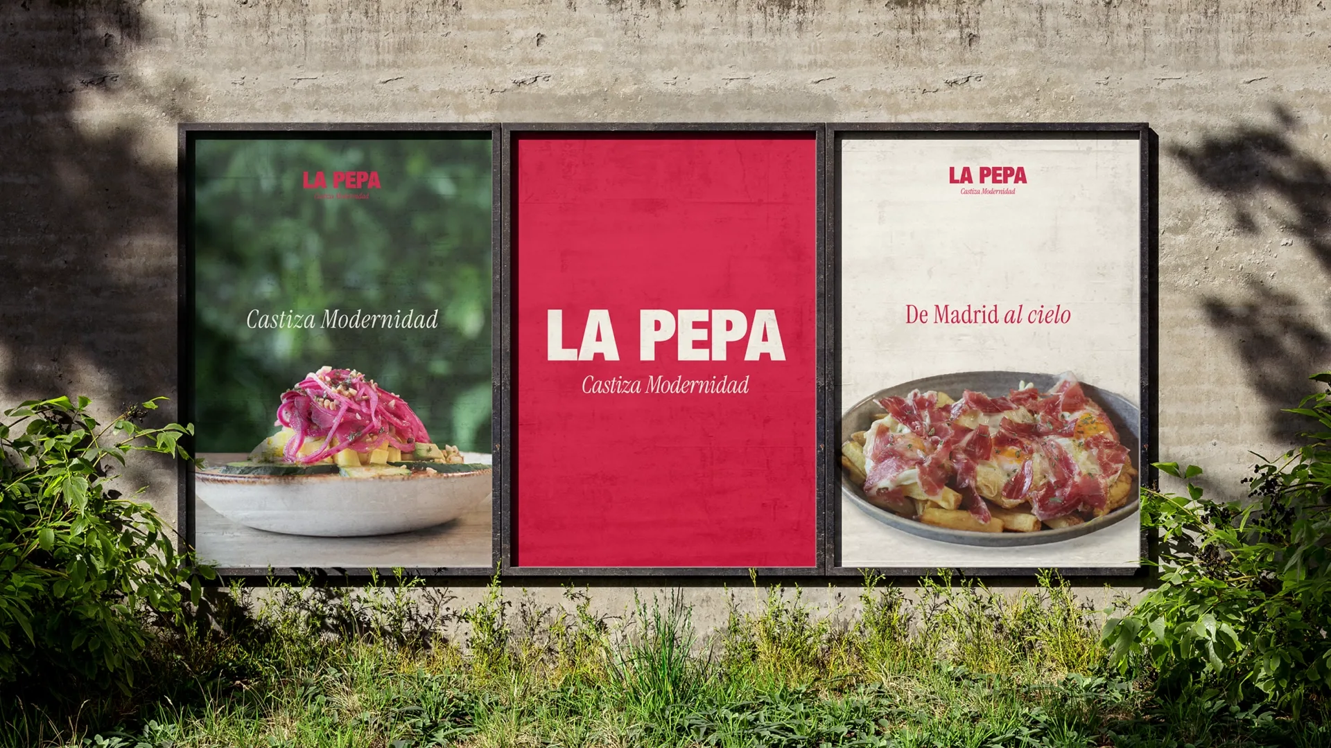 La Pepa out-of-home posters in a street display case