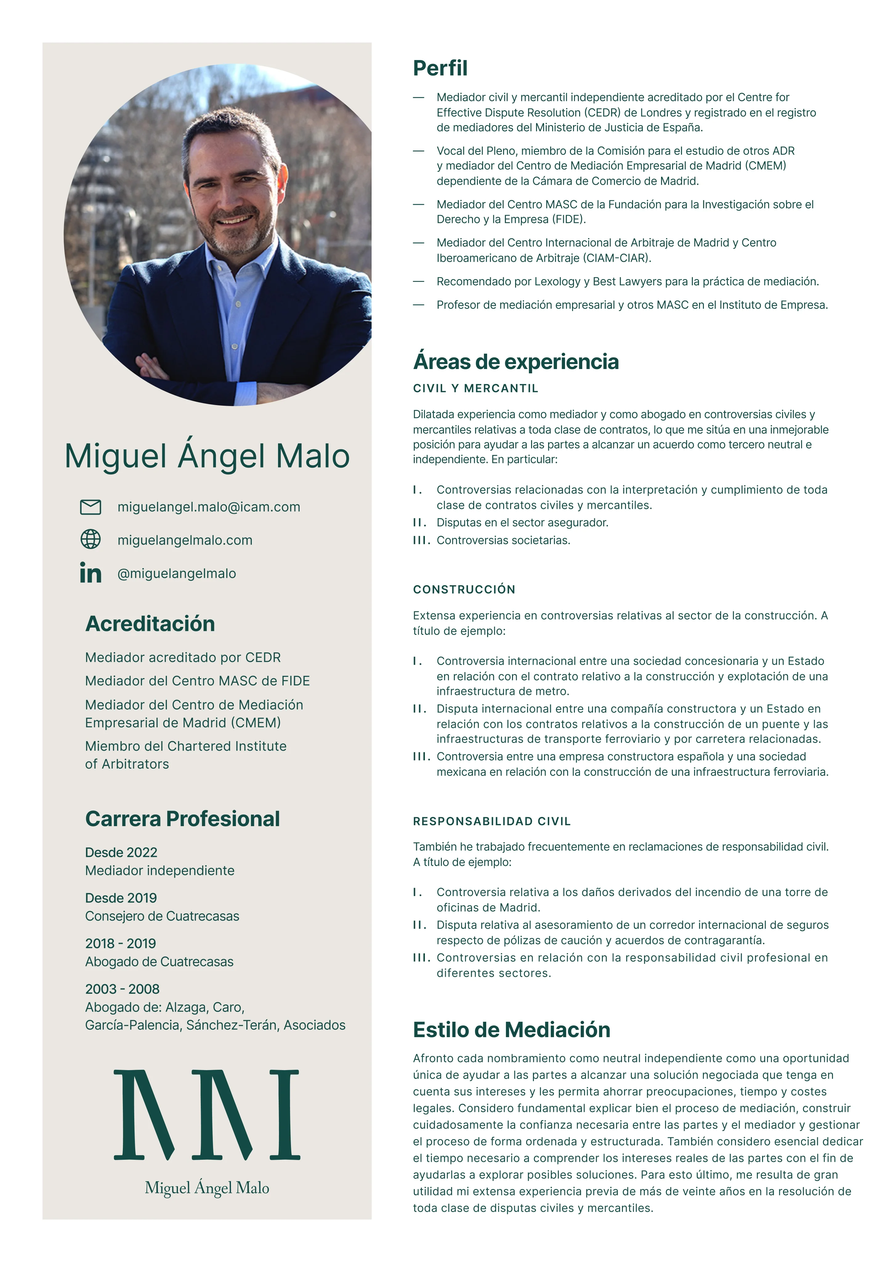 The two-page curriculum vitae