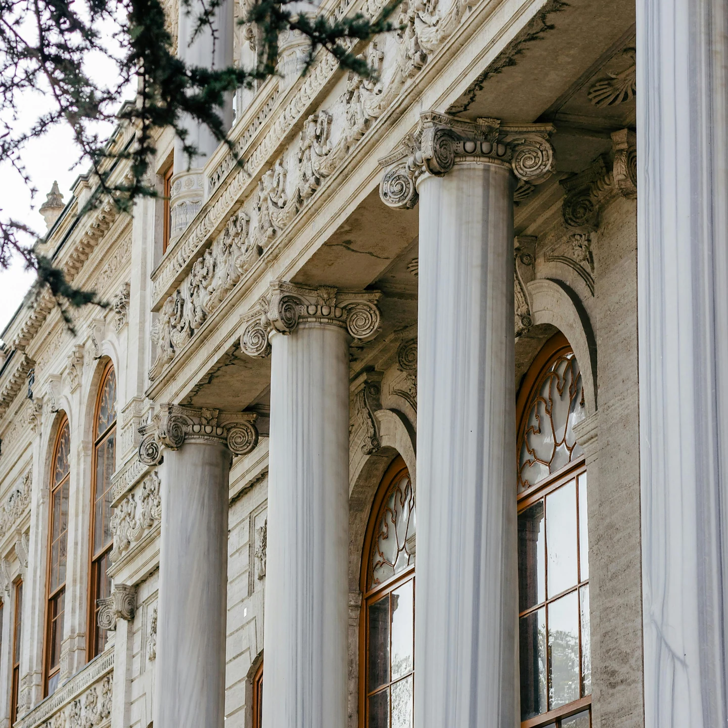 The colonnade of a Madrid facade