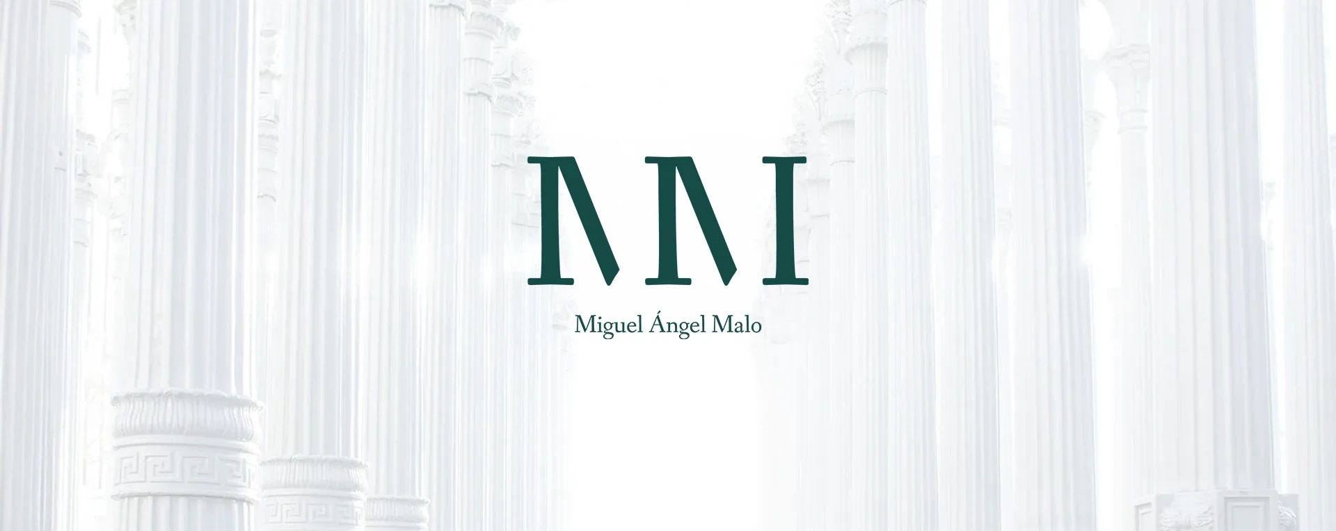 Website hero: the monogram over classical columns