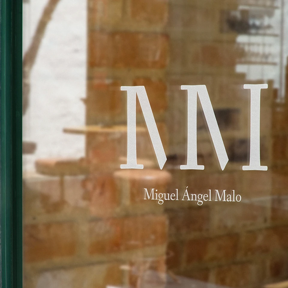 The monogram applied to an office window