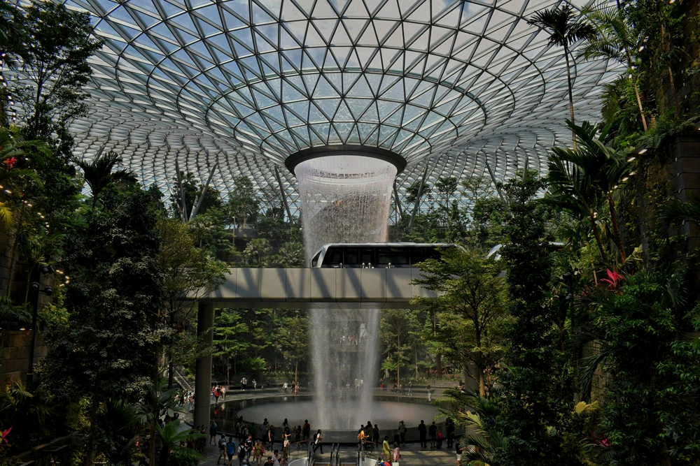 The Rain Vortex waterfall at Jewel Changi Airport