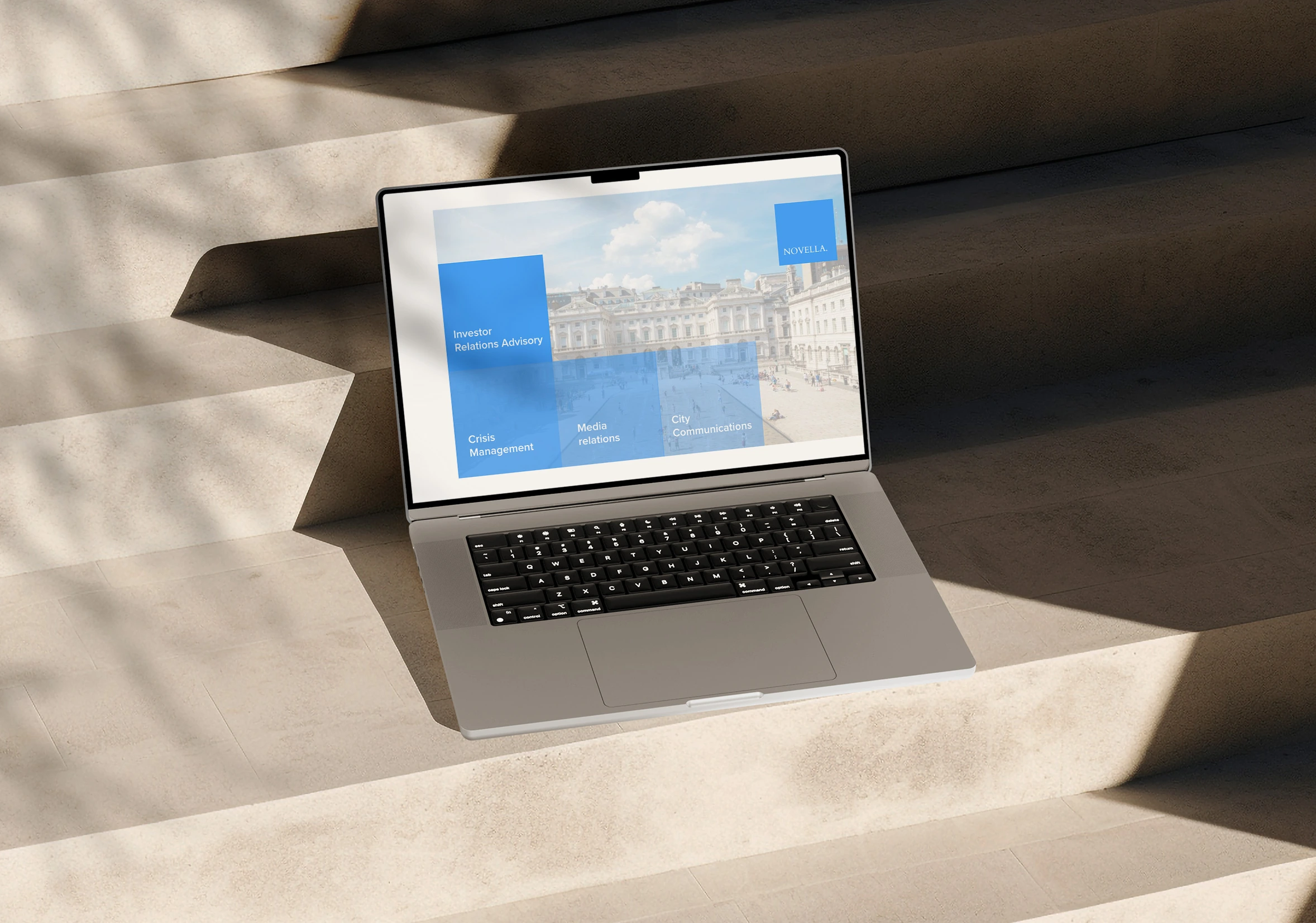 Novella website on a laptop