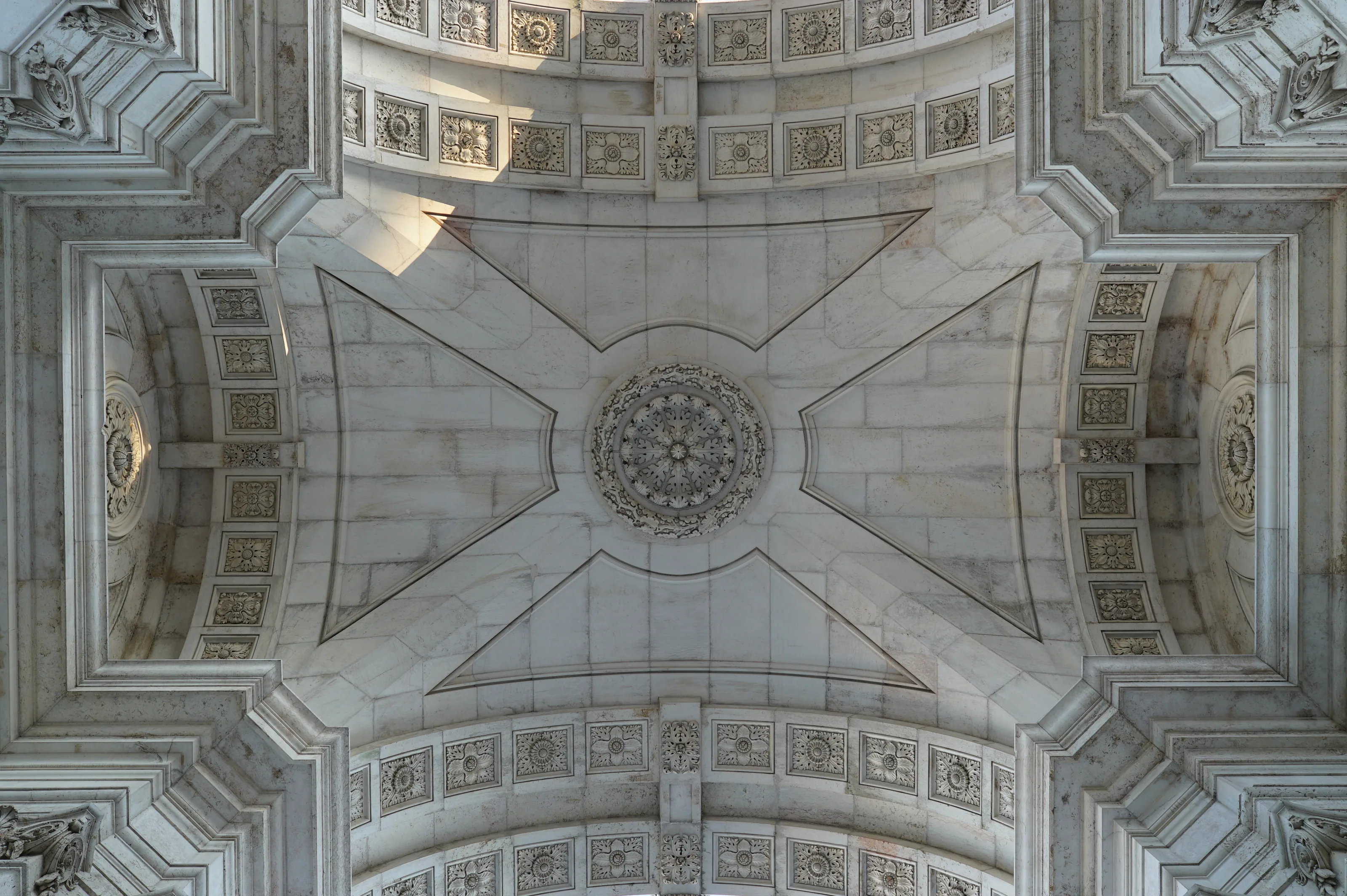 The vaulted marble ceiling of the Arco da Rua Augusta, Lisbon