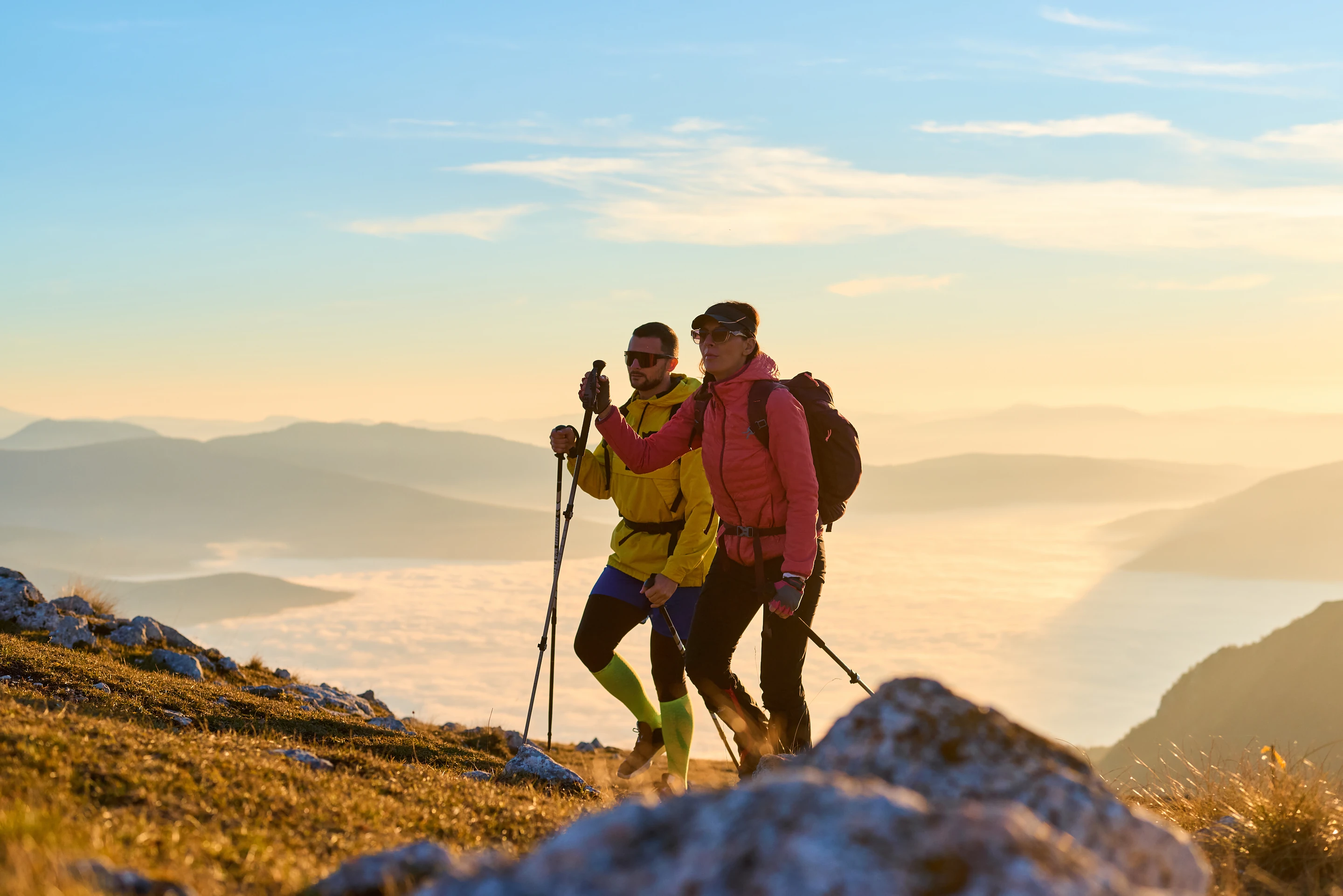Hikers on a mountain trail