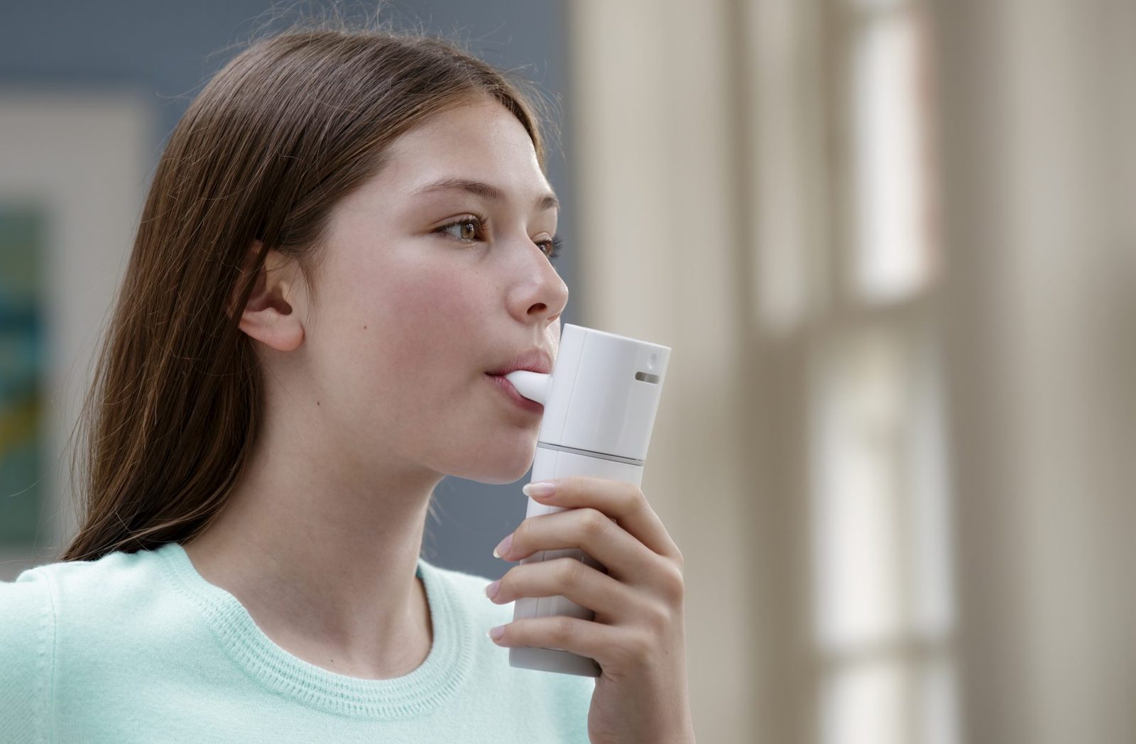 Woman enjoying a drink outdoors