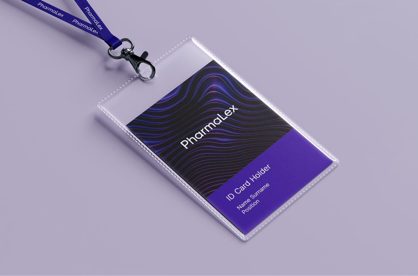 PharmaLex event lanyard and ID card